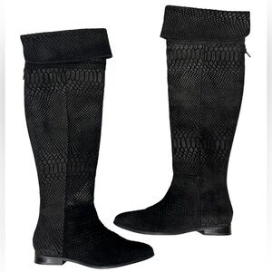 Seychelles Victory Croc Embossed Suede Leather OTK Boots Size 6